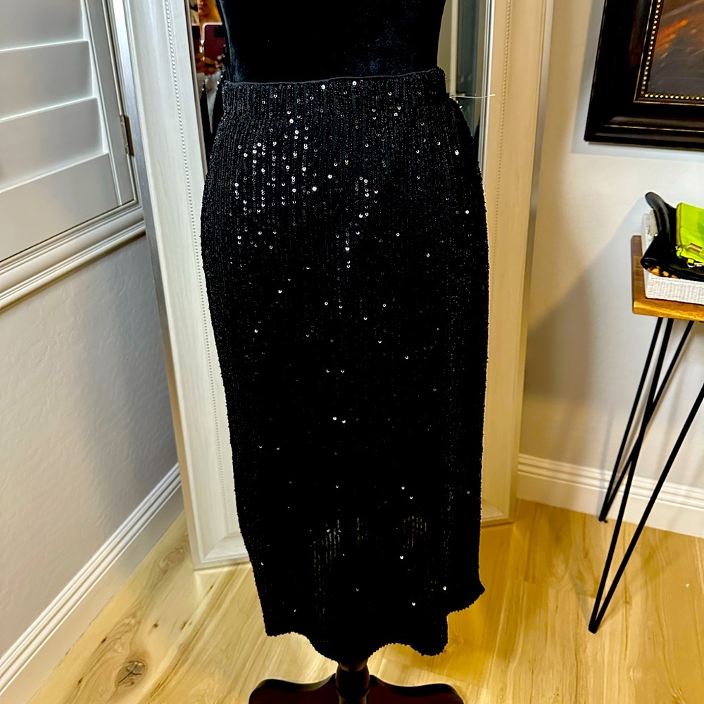 Cece sequined black skirt